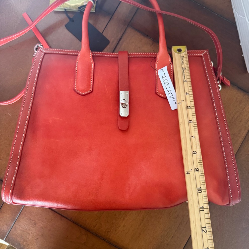 Cavalcanti Red Ombre Italian Leather Satchel Handbag Crossbody Made in Italy NEW - Picture 10 of 11